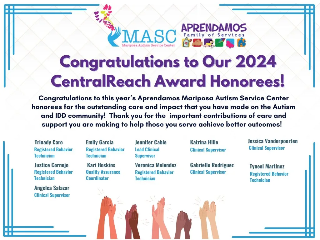 2024 CentralReach Award honorees from Mariposa Autism Service Center