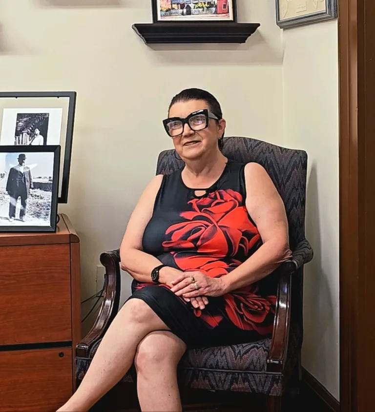Debbie Moore, CEO of the Greater Las Cruces Chamber of Commerce, sitting in her office