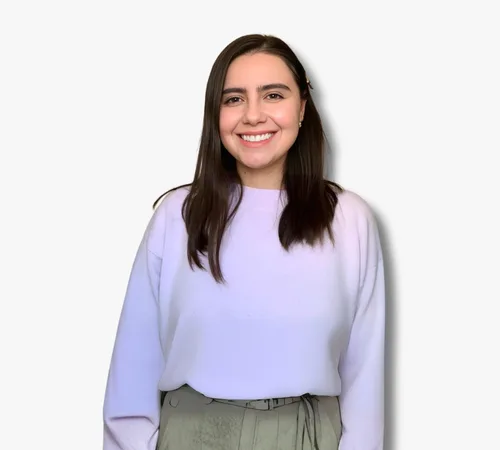 Kaydee Porras in a light lavender top against a white background