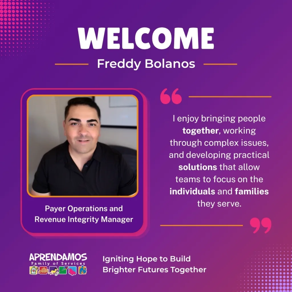 Gráfico de bienvenida con Freddy Bolanos, Gerente de Operaciones de Pagadores e Integridad de Ingresos